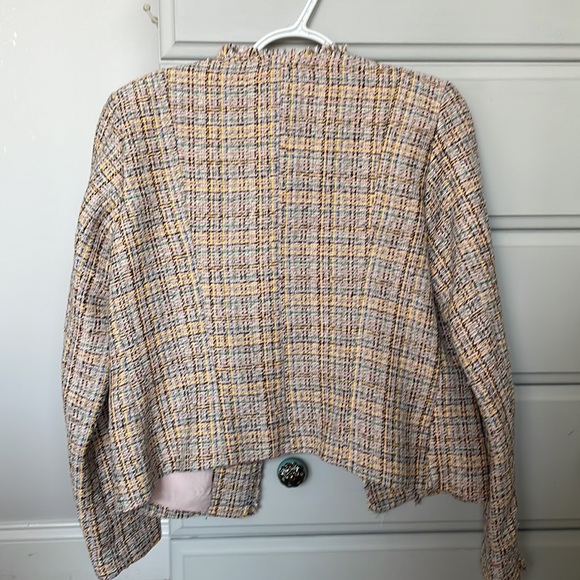 LOFT Frayed Tweed Cream Business Casual Jacket Blazer - Size 2 - Picture 3 of 5